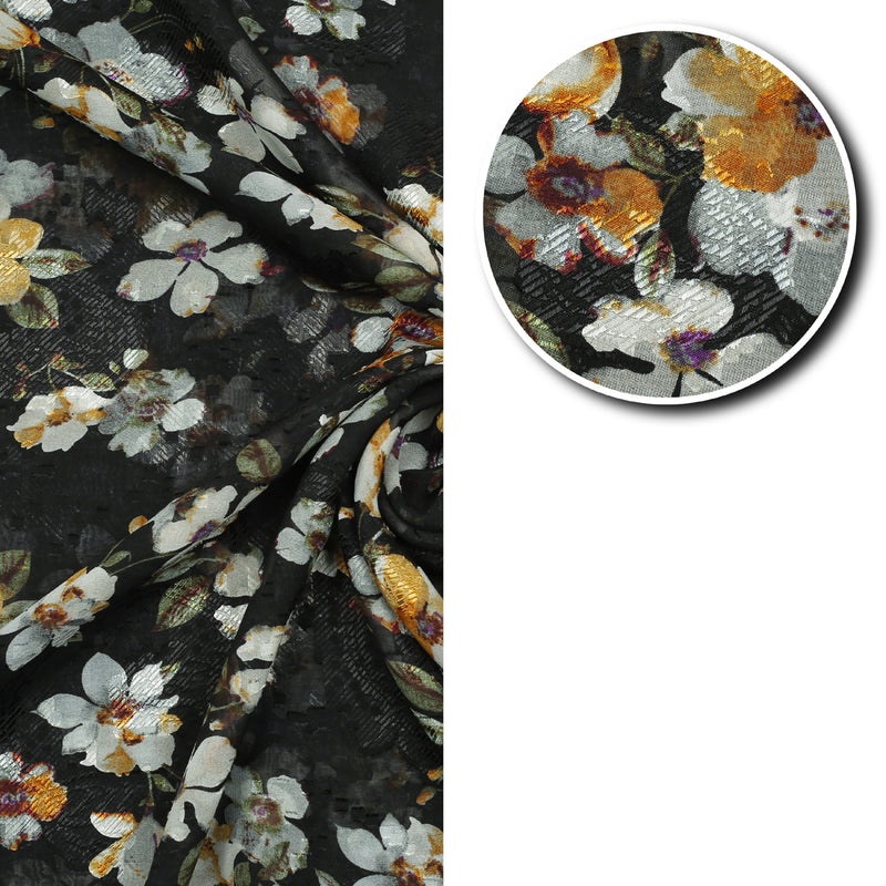 Floral Symphony Chiffon Brosha